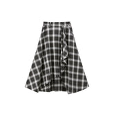 Women's Asymmetric Side-Slit Plaid Skirt
